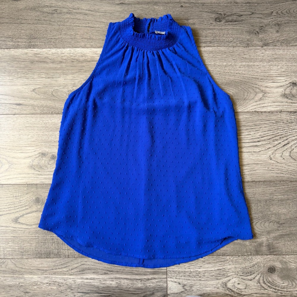 Daniel Rainn Royal Blue Swiss Dot Smocked Halter Stitch Fix Women's Medium